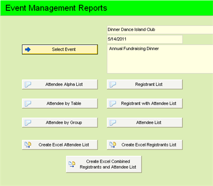 Event Management Reports Screenshot